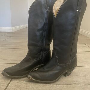 Black Leather Women's Cowboy Boots